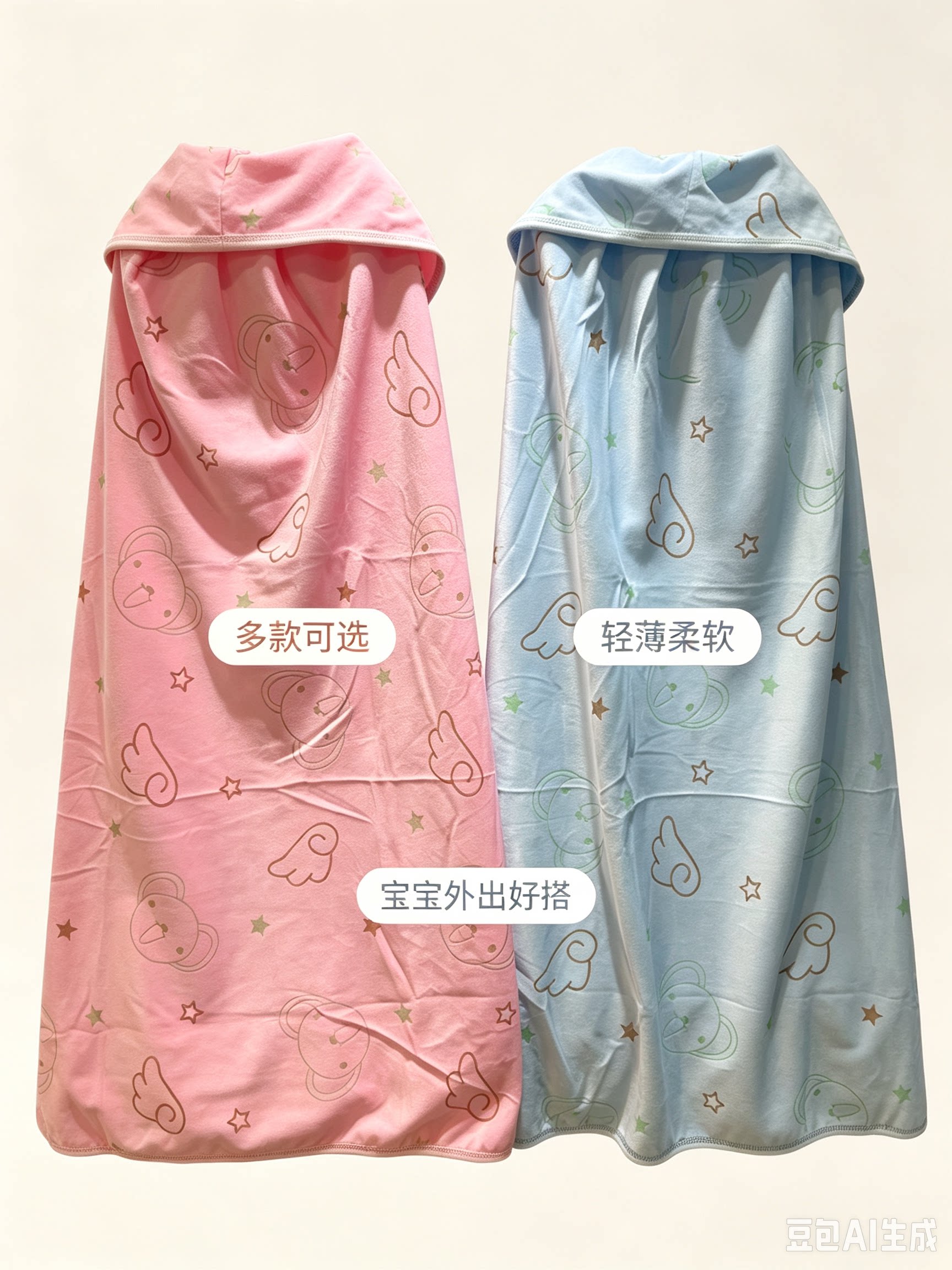 纯棉细绒四季轻薄披风广东传统婴披风/斗篷