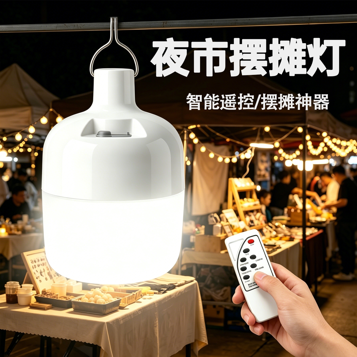 充电夜市灯泡可遥控无线移动照明灯led地摊灯超亮户外家用摆摊灯