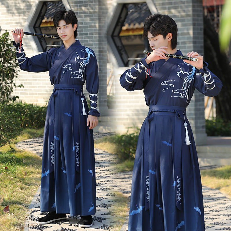 原創(chuàng)漢服男裝刺繡【鳳歸云】中國(guó)風(fēng)武俠劍客帥氣公子學(xué)生班服套裝