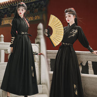 中国风汉服竹叶武侠风情侣CP装古装古风胖mm女大码日常霸气女装
