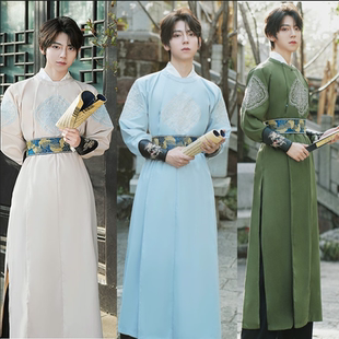 汉服男装唐制圆领袍长衫国风男女圆领缺胯袍古风侠客帅气男女同款