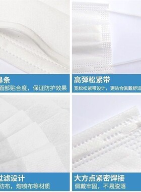 白色口罩一次性男高颜值独立包装成人三层防护熔喷布口罩加厚