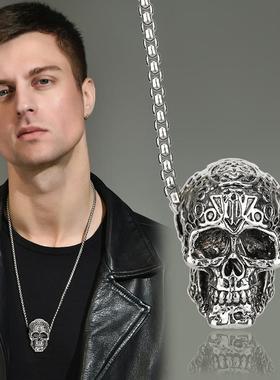 复古骷髅头项链欧美潮嘻哈十字架