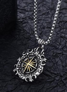 复古潮流钛钢项链星海罗盘吊坠
