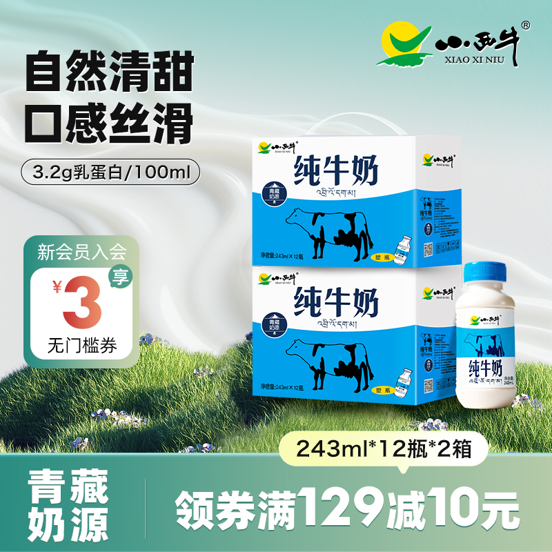 小西牛小蓝瓶早餐纯牛奶12瓶*2箱