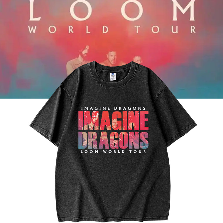 Imagine Dragons梦龙乐队水洗做旧t恤loom演唱会同款短袖tshirt
