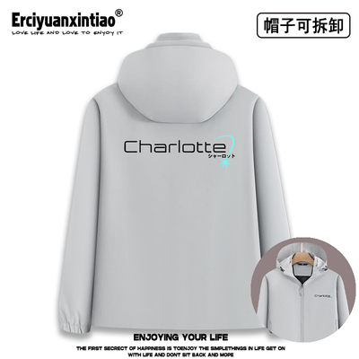 key社Charlotte友利奈绪联名周边可拆卸帽子单层冲锋衣外套男女