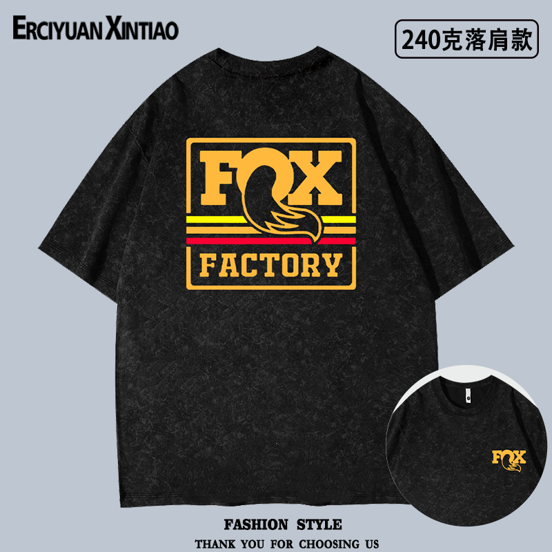 Fox Racing越野摩托车山地自行车骑行重磅水洗做旧短袖T恤福克斯