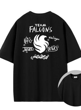 Team Falcons法尔空猎鹰cs2go战队超宽松oversize重磅短袖T恤夏季