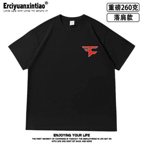 Faze Clan战队服CSGO比赛落肩款260克重磅短袖T恤男女同款夏季ee