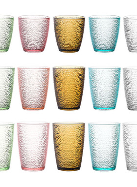 亚克力水杯防摔透明PC饮料杯塑料酒店餐厅喝水杯子耐高温彩色茶杯