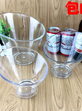 透明亚克力斜口碗火锅店调料碗塑料刨冰沙拉碗串串香生疏菜桶碗