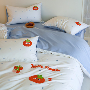 纯棉四件套全棉100长绒棉被套卡通儿童床单床笠款宿舍床上三件套