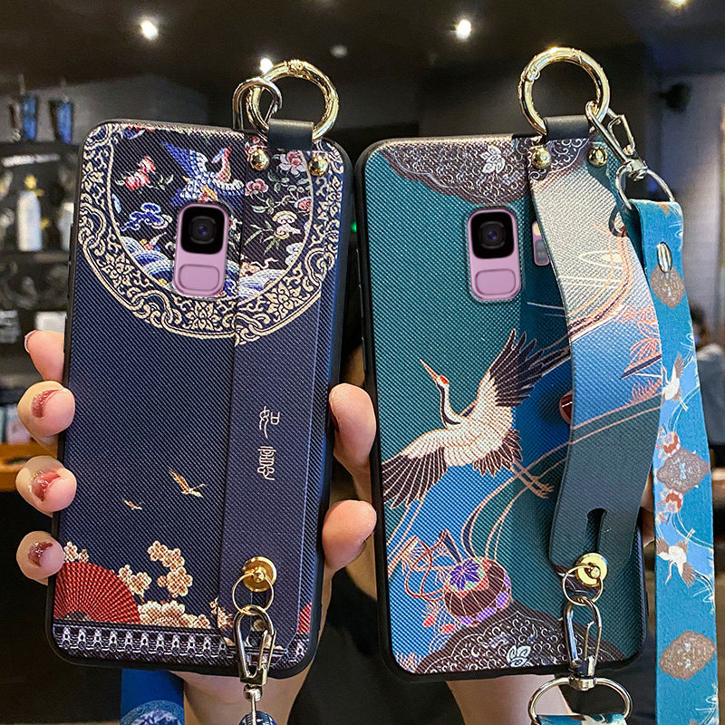 适用三星s9手机壳如意腕带GALAXY保护s9十硅胶套盖乐世S8斜挎挂绳SM一G9650全包防摔+plus软9600女9550外9500