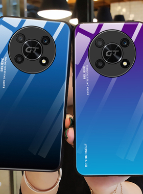 适用华为荣耀X40GT手机壳渐变玻璃ADT一AN00保护套5G硅胶honor全包防摔x4ogt青紫色ADTAN软壳ADTANOO外tg女xg