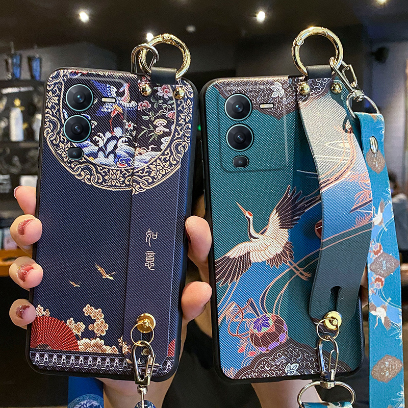 适用vivos15手机壳如意腕带vivo保护S15pro硅胶套S15全包V2199A防摔可背V2203磨砂vivi软壳viv0女por斜跨挂绳