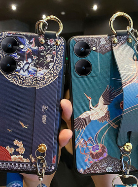 适用realmeV30手机壳如意腕带真我v30t保护硅胶套RMX3619斜挎挂绳全包3618防摔realme磨砂软oppo女新款可背带