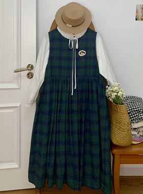 手作现货小个子背带裙女2024新款秋季法式复古设计感连衣裙衣长