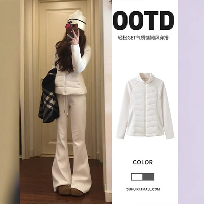 白色修身排骨羽绒服轻薄内胆女款冬季外套保暖内搭小个子短款