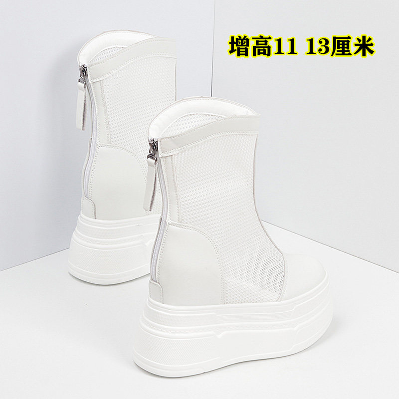 网纱透气内增高13cm马丁靴女马丁靴