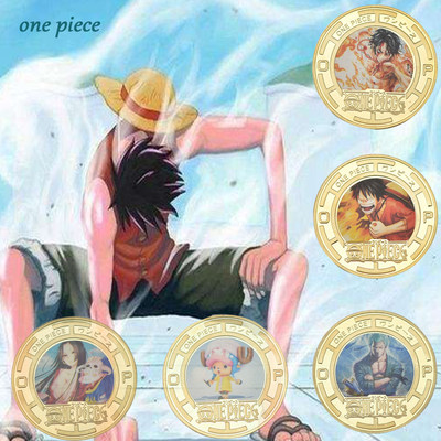 海贼王路飞onepiece周边卡通动漫手办的金属镀金纪念收藏币