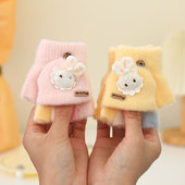 3岁0 宝宝手套冬季 保暖女童小童婴儿1 2露半指翻盖男童幼儿童五指