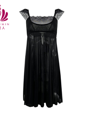 贝佳人新款睡裙舒适透气吊带裙蕾丝拼接性感连衣裙女家居服B53007