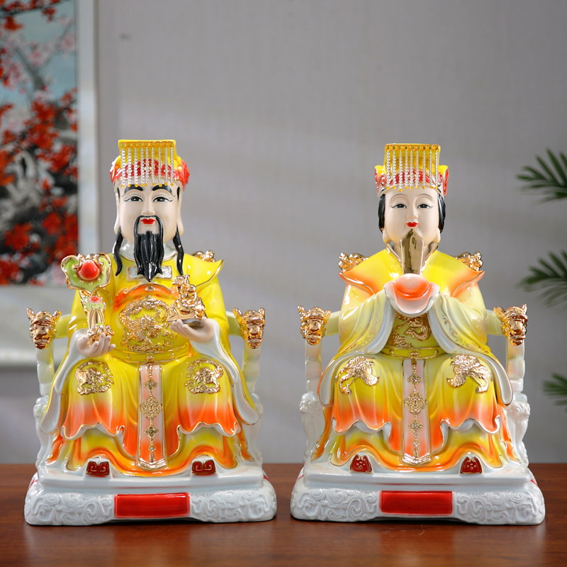 玉帝王母神像玉皇大帝王母娘娘佛像玉帝高档玉瓷陶瓷居家供奉摆件