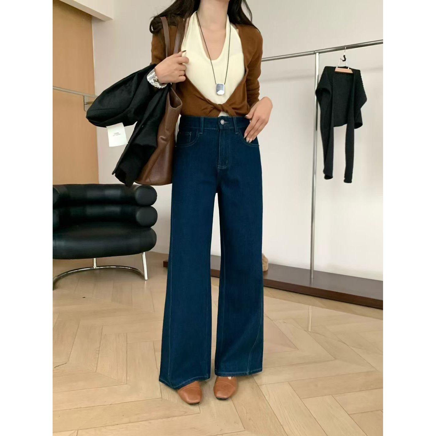 秋季新款四面弹两色拖地裤牛仔裤