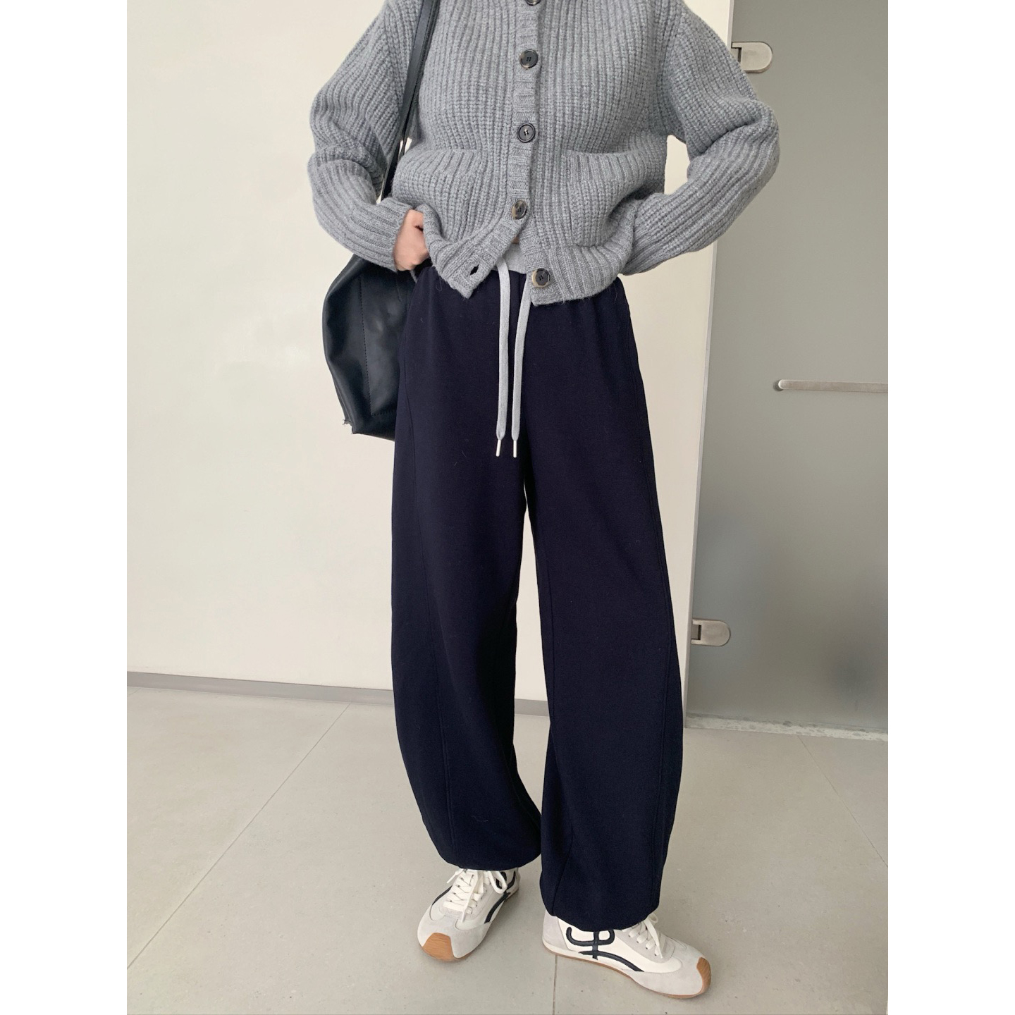 SEAWHEN海维恩撞色腰加绒休闲裤