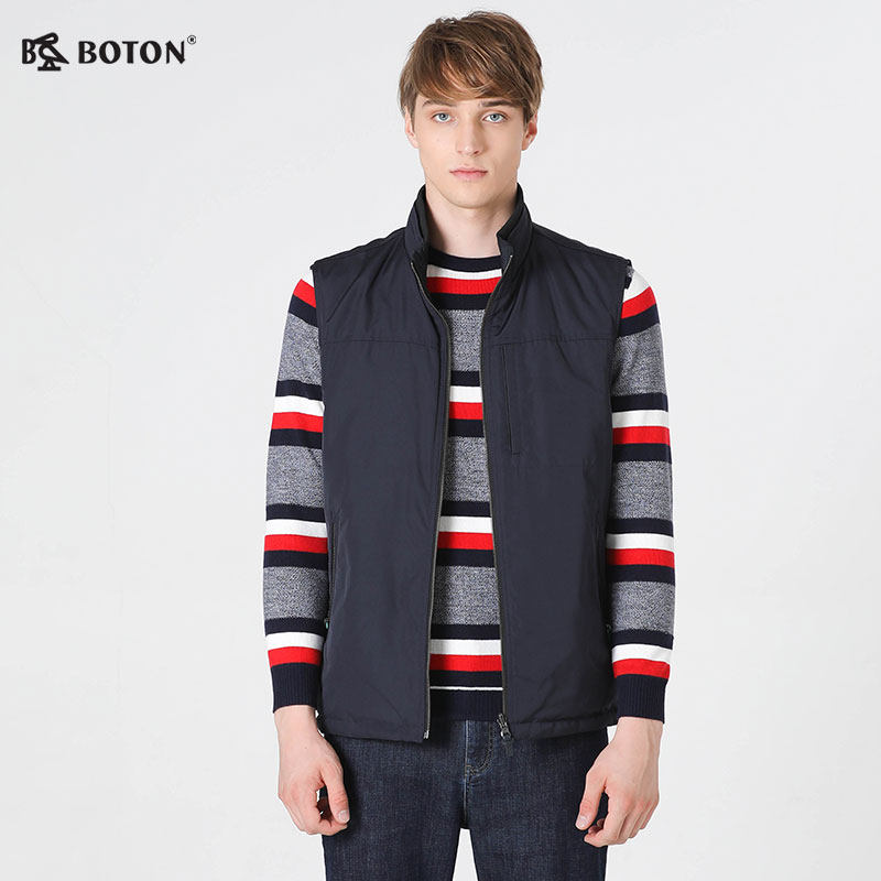 波顿BOTON/2018年新款秋冬季男士保暖背心拉链爸爸马夹