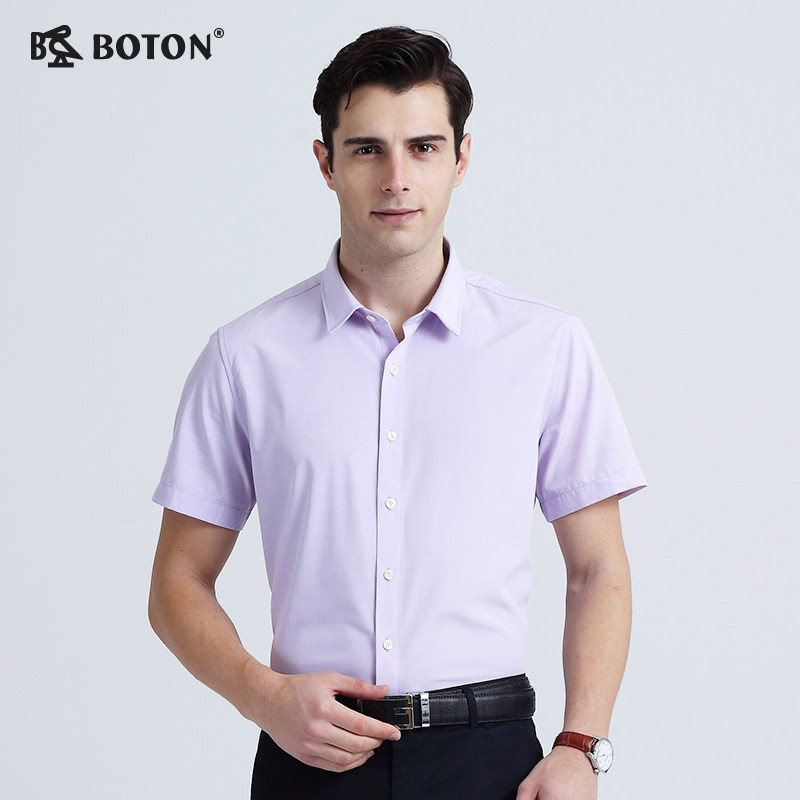 波顿/boton夏款休闲男士短袖衬衫上班工作职业装纯色商务长袖衬衣