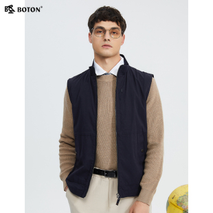 波顿男士 2025无袖 深蓝色马甲美式 休闲高端外套 春夏新款