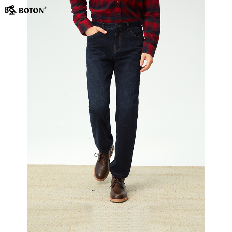 波顿男士修身加厚牛仔裤