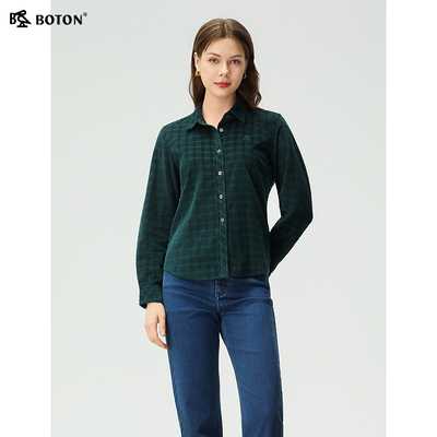波顿女士翻领灯芯绒衬衫