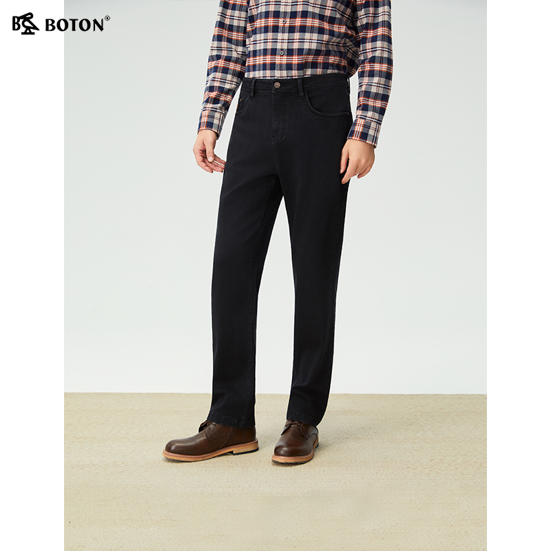 波顿男士修身直筒牛仔裤