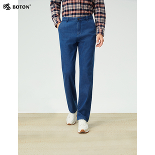 波顿男士直筒牛仔裤秋季2025新款耐穿抗皱柔软透气休闲裤子男百搭