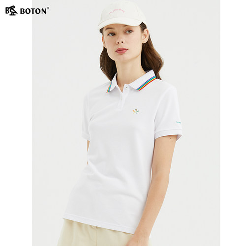 波顿女士白色短袖polo