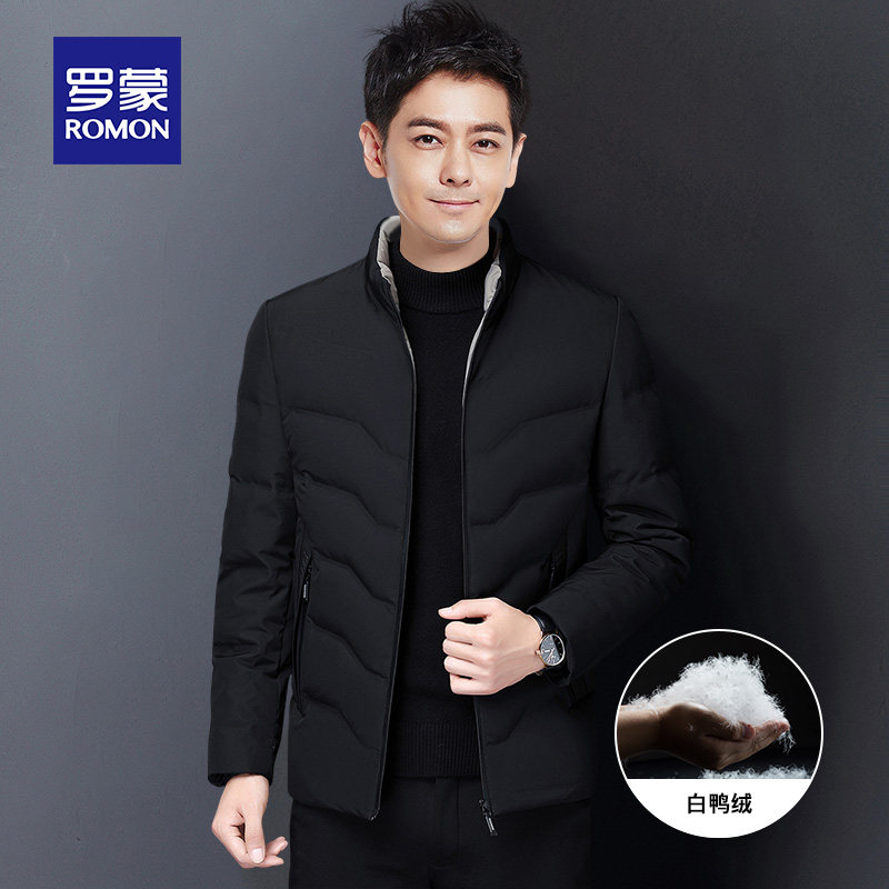 ROMON OFFICIAL DOWN JACKET MENS STAND COLLAR LIGHT CASUAL WINTER CLOTHES THICKENED WARM SLIM DAD TOP JACKET MEN