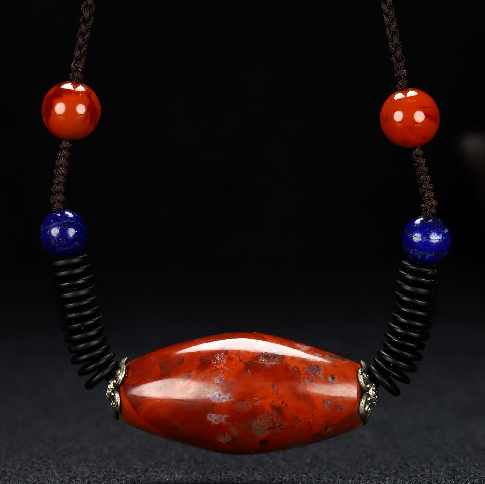 正品天然保山凉山南红玛瑙毛衣链桶珠吊坠项链百搭时尚饰品L31