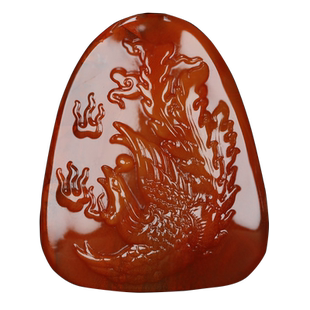 天然保山凉山南红玛瑙吊坠火焰纹火凤凰凤原石吊坠男女款挂件H