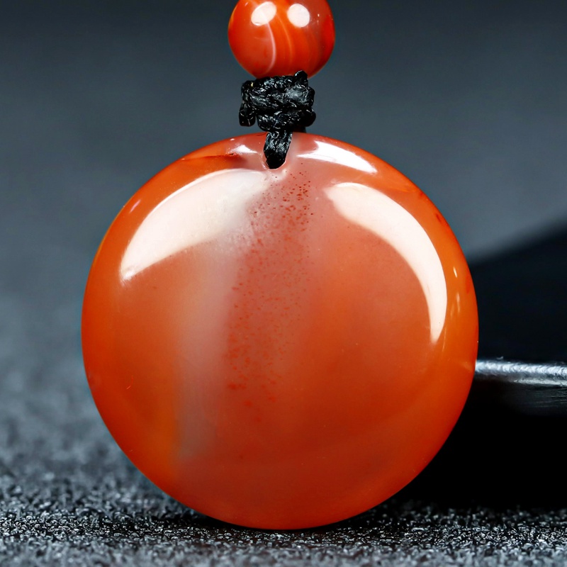 【原矿】天然凉山南红玛瑙柿子红平安牌玉坠原石吊坠男女款288号