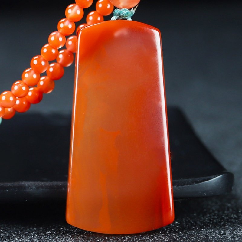 【原矿】天然凉山南红玛瑙柿子红挂件平安无事牌原石男女款吊坠67