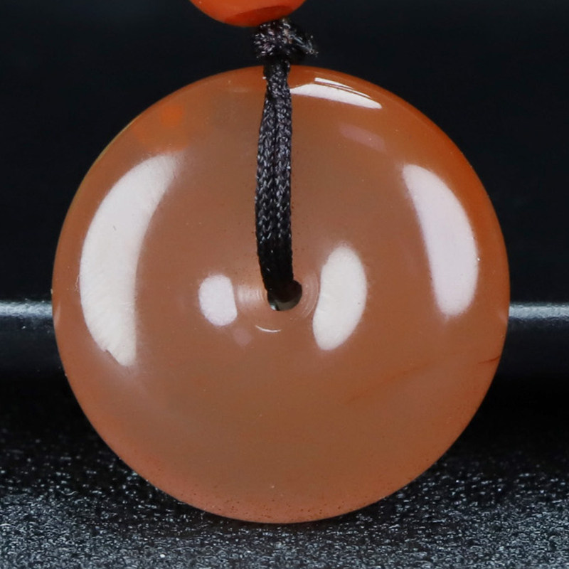 【原矿】天然凉山南红玛瑙柿子红平安扣吊坠原石雕刻男女款267号