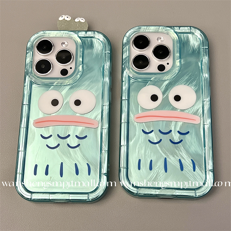 玩胜 春季绿色羽纱纹小丑鱼立体夜光煤球iphone15promax苹果14手机壳11新款15pro女12搞怪13pm硅胶创意防摔套