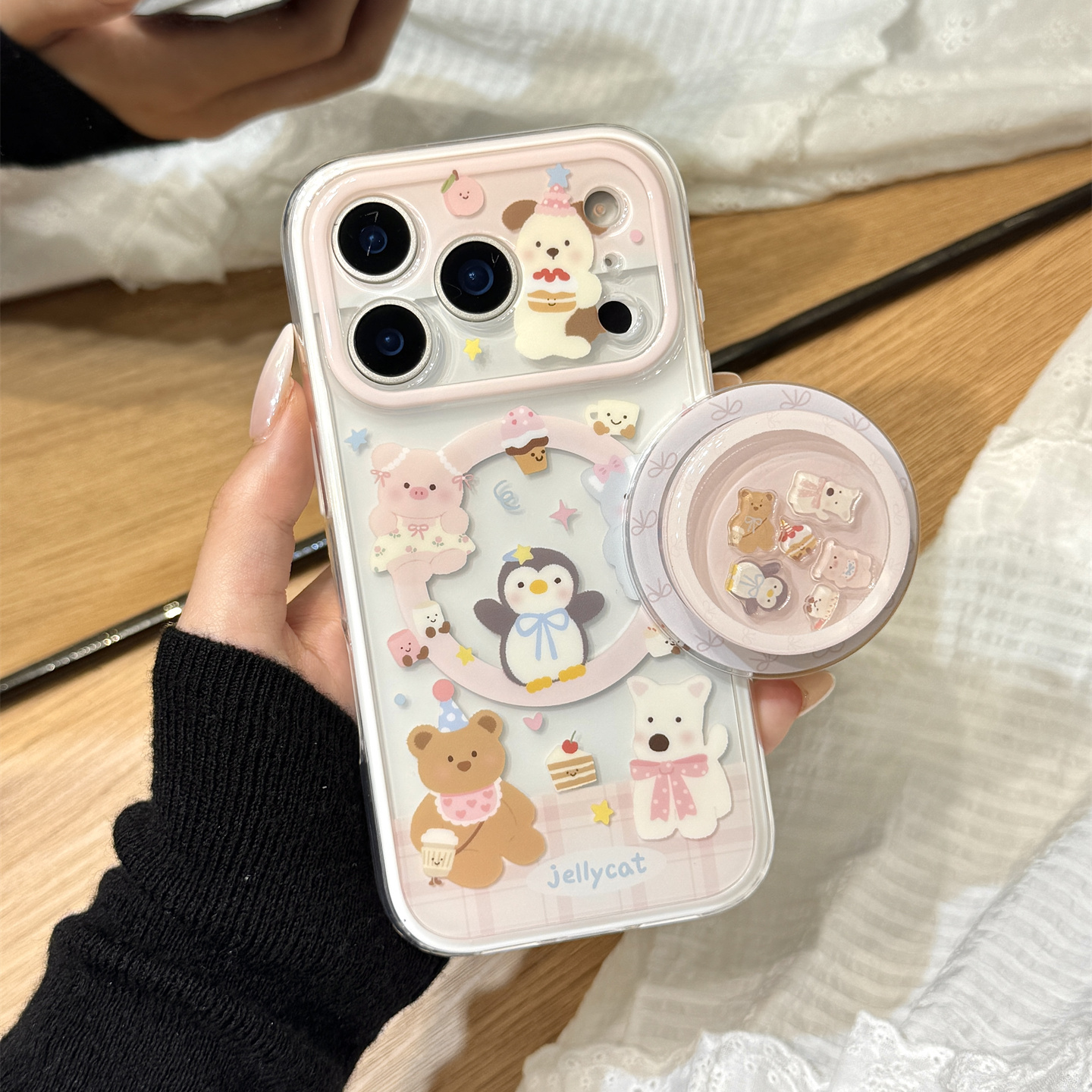 jellycat可爱小动物摇摇乐磁吸支架适用于iphone17promax苹果14手机壳15新款16pro女13二合一17pm硅胶防摔套