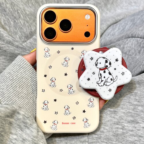 极简风满屏星星斑点狗狗磁吸支架适用于iphone18promax苹果17手机壳15新款16pro女17pm磨砂硅胶创意防摔软壳
