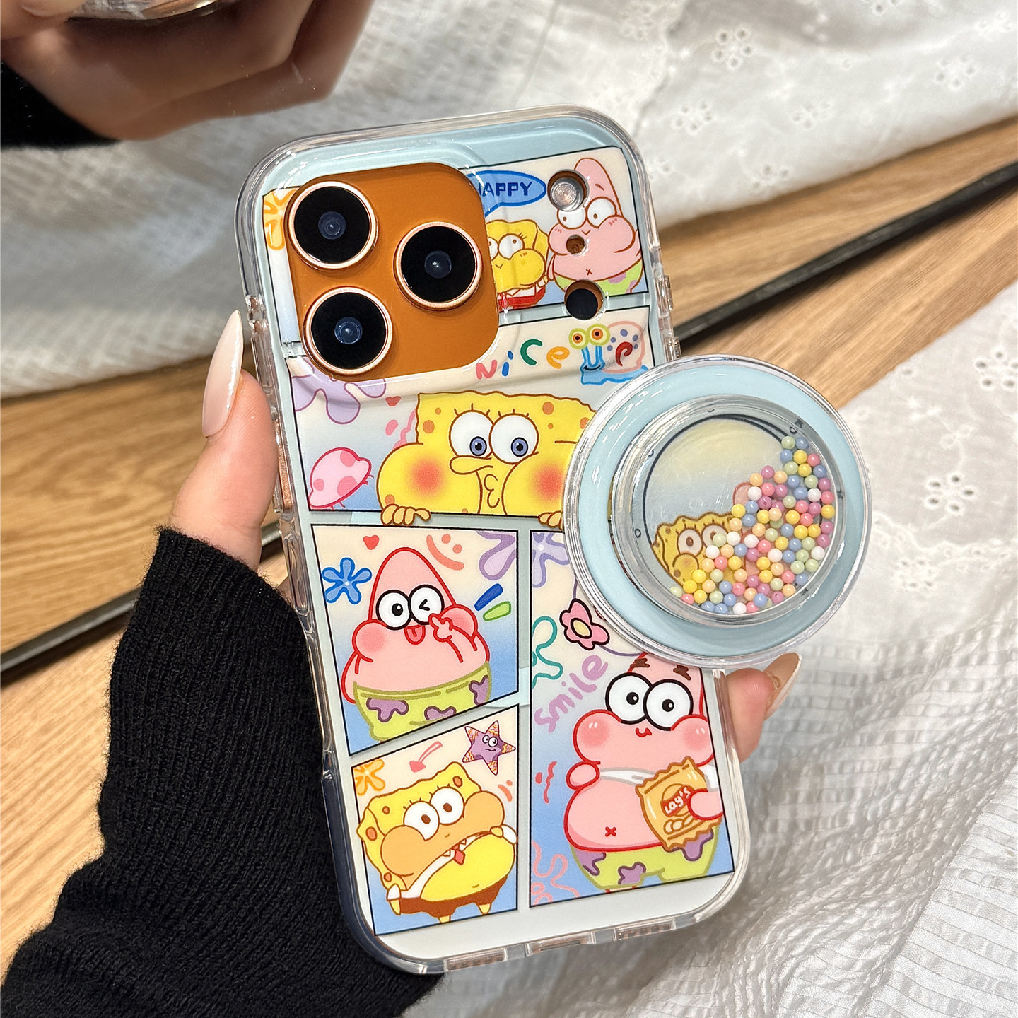 日系动漫海绵宝宝派大星磁吸支架适用于iphone17promax苹果14手机壳15新款16pro女13可爱17pm双层硅胶防摔套