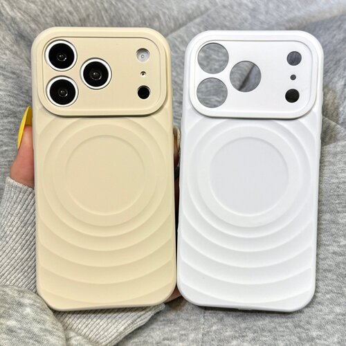 极简风磨砂波漾液态硅胶白色奶黄色大视窗适用于iphone18promax苹果17手机壳15新款16pro女17pm情侣防摔软壳