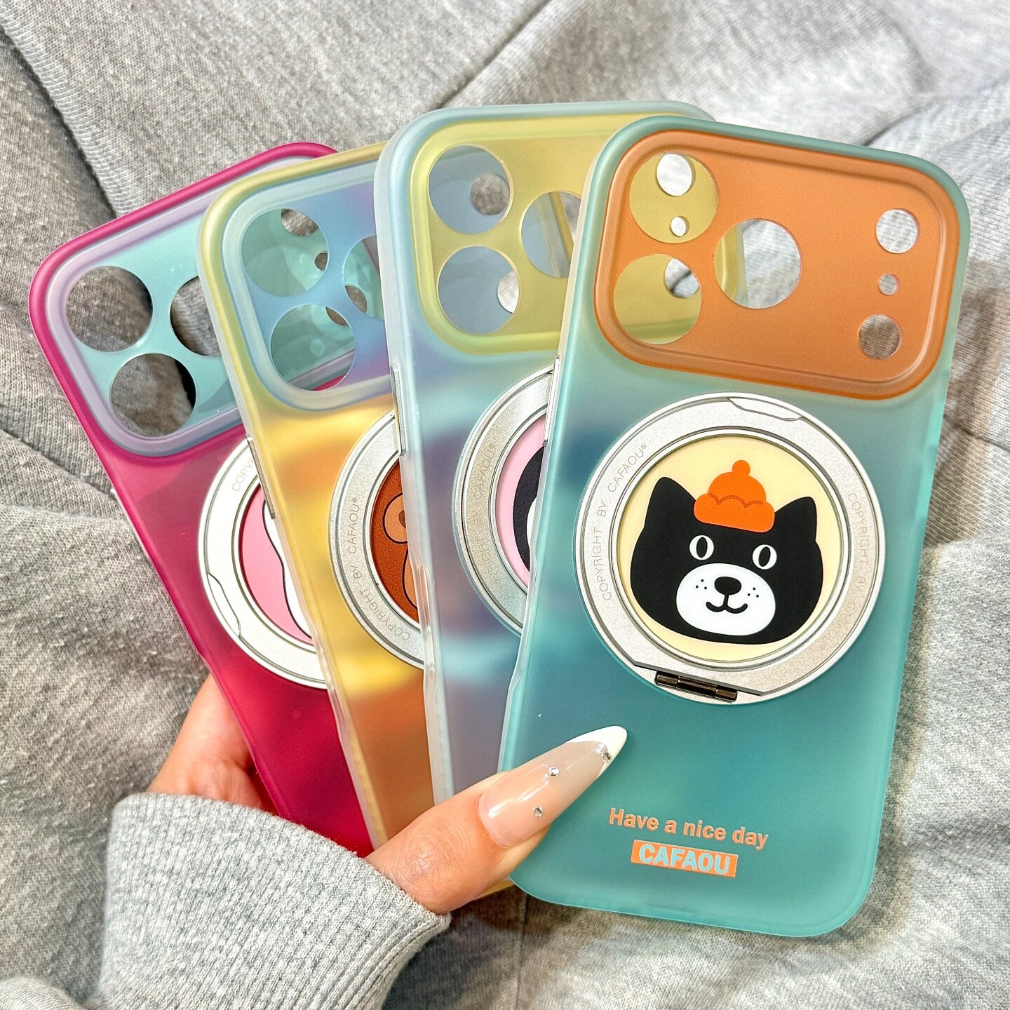 jellycat可爱小动物头像360旋转一体支点壳适用于iphone17promax苹果14手机壳15新款16pro女13情侣17pm防摔套
